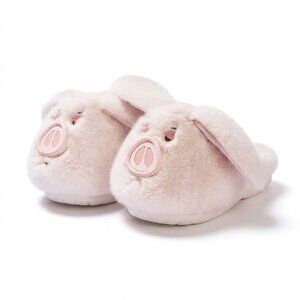 Cute Pig Slippers for Women - Fuzzy Plush Animal House Shoes~~WHITE